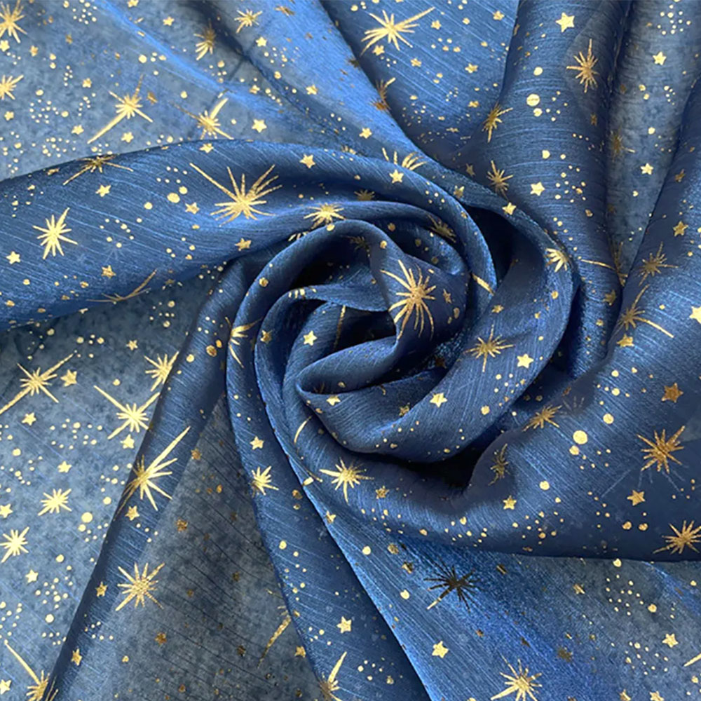 Sequin Fabric Panel - Glitter brilhante bronzeamento estrela lua organza