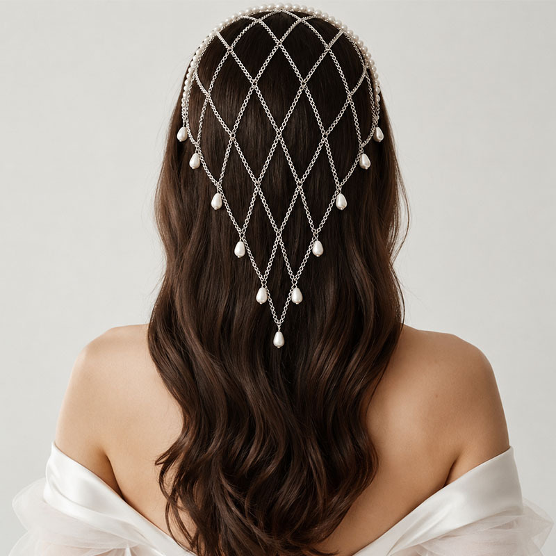 Touca de Cabelo Elegante para  - Beaded Trim Fringe avaliação e preço