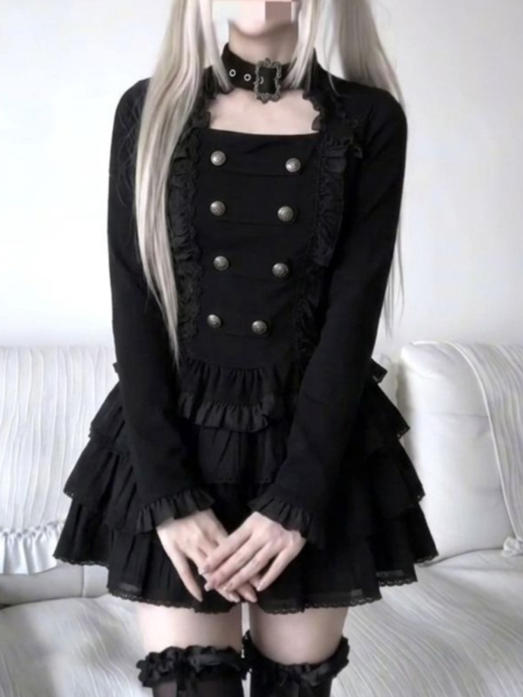 Conjunto Gótico Harajuku Lolit - Elastic Lace Trim avaliação e preço